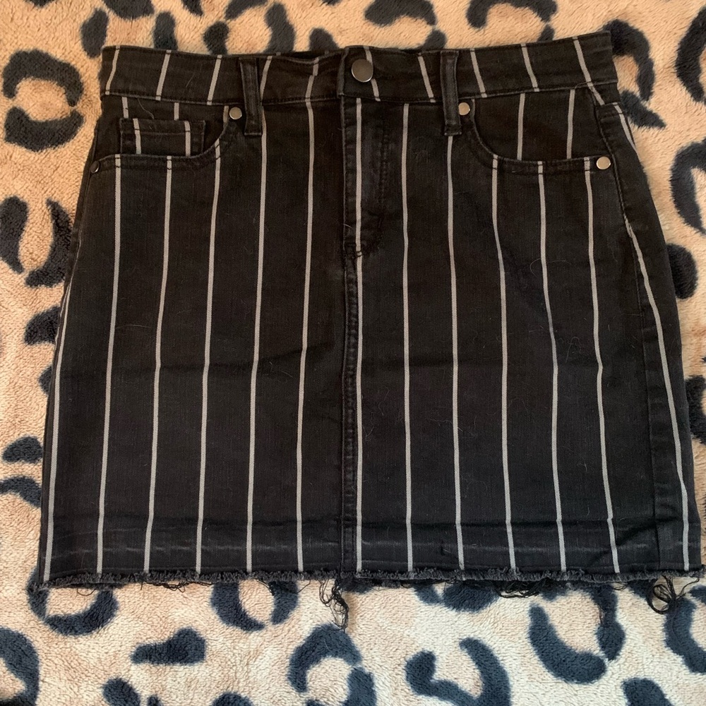 Tinsel Black and White Striped Mini Skirt